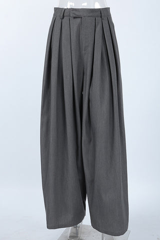 Pleated Wide-Leg Casual Pants