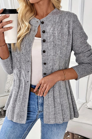 Button-Front Cable Knit Cardigan