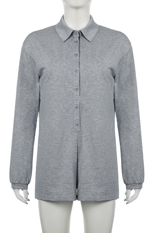 Button-Up Collared Romper