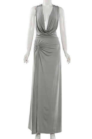 Sleeveless Draped Maxi Dress