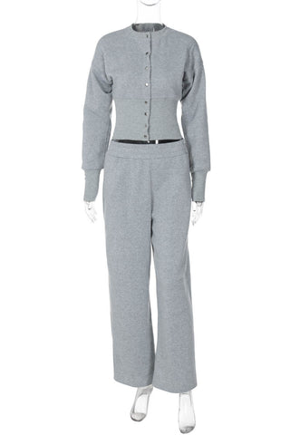 Button-Front Lounge Pants Set