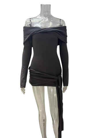 Off-Shoulder Knotted Casual Dress