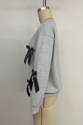 Ribbon-Accented Cozy Sweatshirt