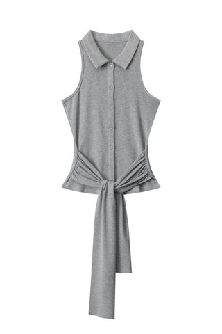 Button-Up Tie Waist Tank Top