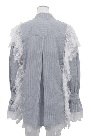 Lace-Trim Button-Front Short Set