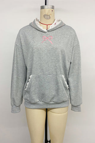 Bow Accent Hoodie Sweatshirt