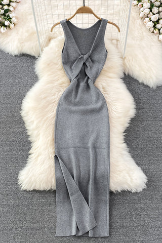 Knot Front Ribbed Dress