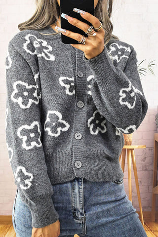 Floral Pattern Button Cardigan