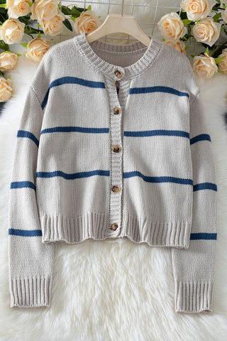 Striped Button-Up Cardigan