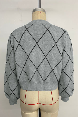 Bow-Accented Diamond Pattern Sweater