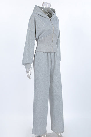 Zip-Up Hoodie Pants Set