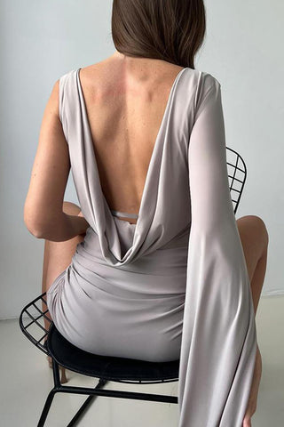 One-Sleeve Ruched Casual Dress