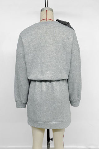 Cozy Sweatshirt Dress with Bow Accent