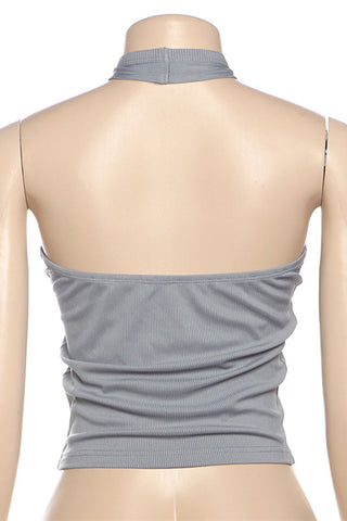 Halter Button-Front Tank Top