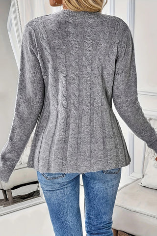 Button-Front Cable Knit Cardigan