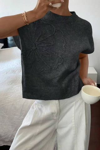 Floral Knit Sleeveless Sweater