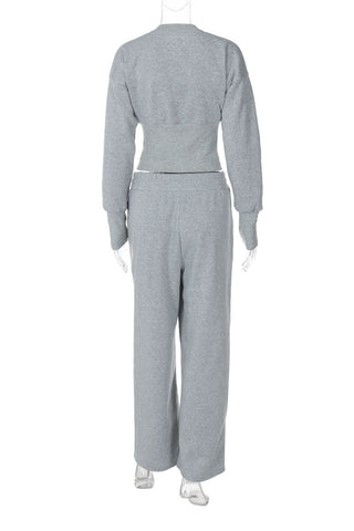 Button-Front Lounge Pants Set