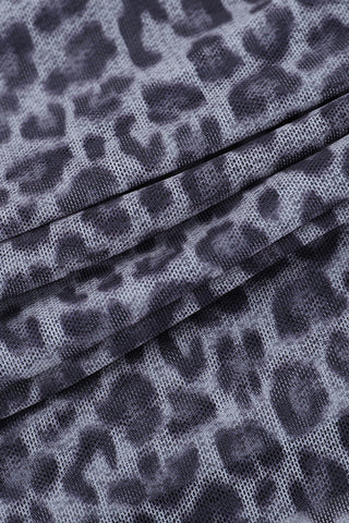 Ruched Mesh Long Sleeve Blouse