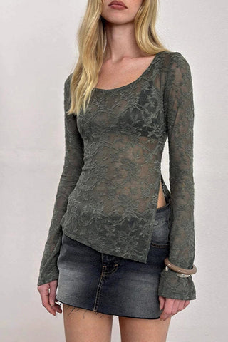 Lace Long-Sleeve Blouse