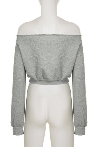 Graphic Lip Print Off-Shoulder Top