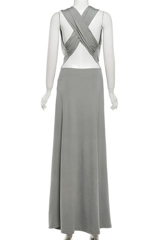 Sleeveless Draped Maxi Dress