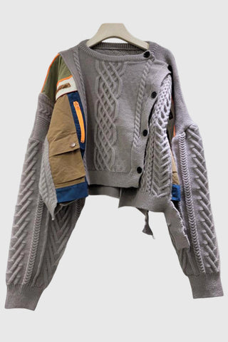 Asymmetrical Cable Knit Sweater
