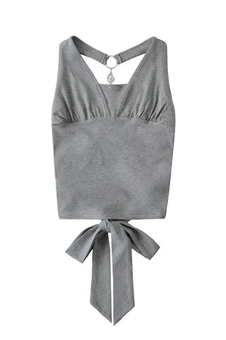 Halter Neck Embellished Tank Top