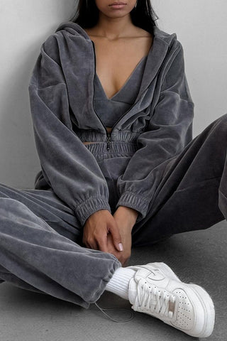 Cropped Hoodie and Jogger Pants Set