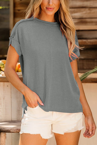 Casual Ribbed Short Sleeve T-Shirt