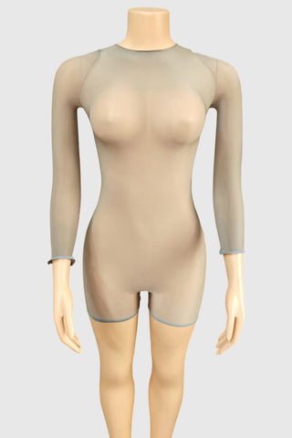 Long-Sleeve Sheer Romper