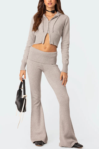 Knitted Two-Piece Flared Pant Set