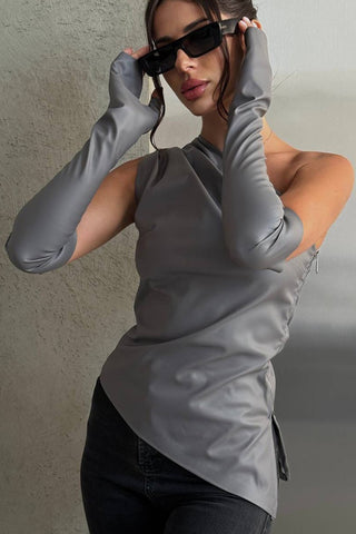 Asymmetric Sleeve Tank Top