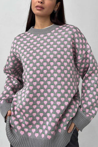 Patterned Crew Neck Sweater