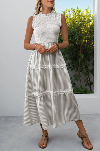 Ruffled Smocked Midi Dress