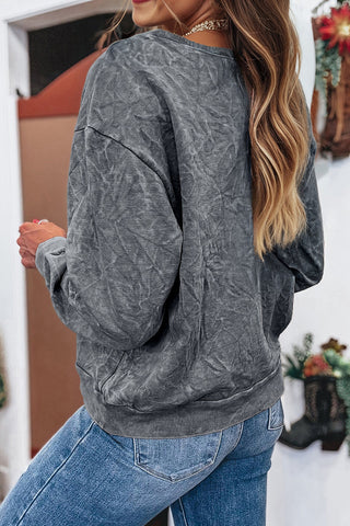 Letter Mineral Wash Pullover Top