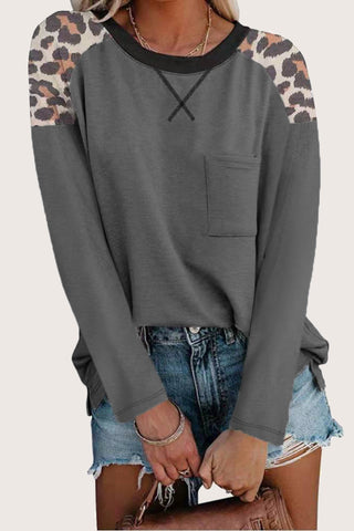 Leopard Print Shoulder Blouse