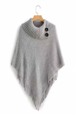 Button-Accent Knit Wrap