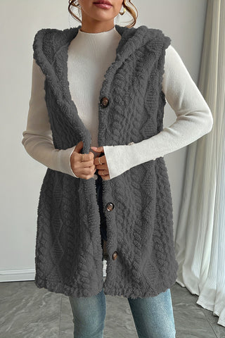 Button-Up Textured Knit Vest