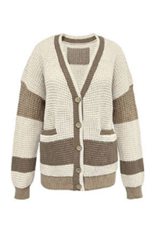 Button-Up Chevron Cardigan