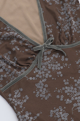 Floral Mesh V-Neck Dress