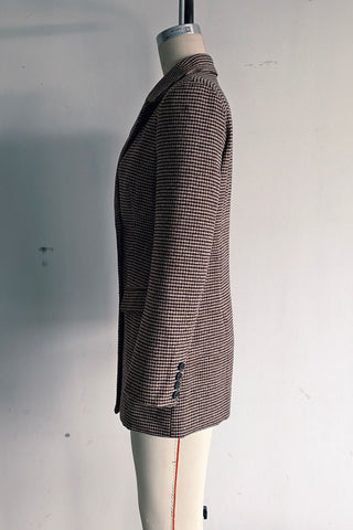 Double-Breasted Houndstooth Blazer