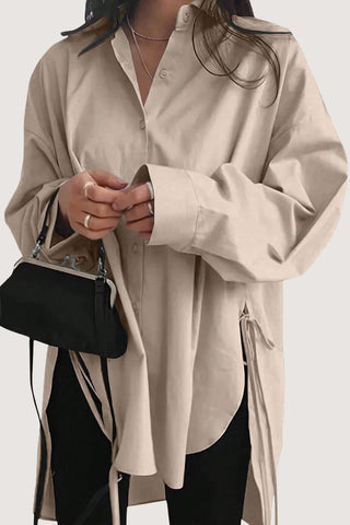Longline Tunic Shirt with Tied Accents