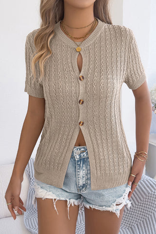 Button-Up Knit T-Shirt