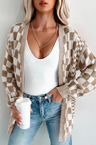 Checkerboard Knit Cardigan
