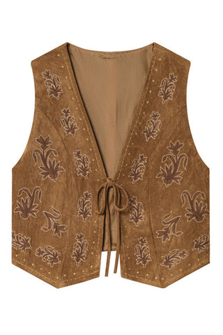 Patterned Tie-Front Vest