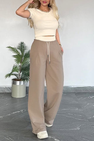 Crop Top and Wide-Leg Pants Set