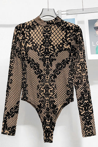 Elegant Lace Pattern Bodysuit