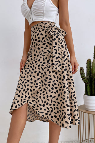 Wrap Skirt with Leaf Print