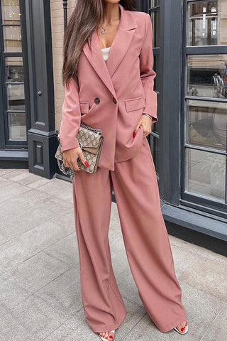 Double-Breasted Blazer and Trousers Set