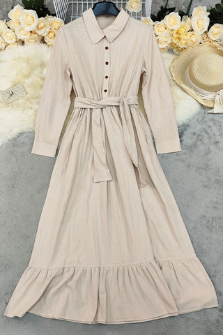 Belted Maxi Dress with Button Detail